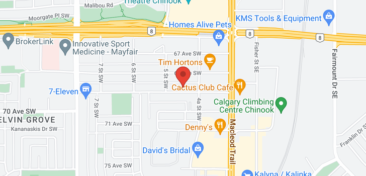 map of 620 and 622 69 Avenue SW